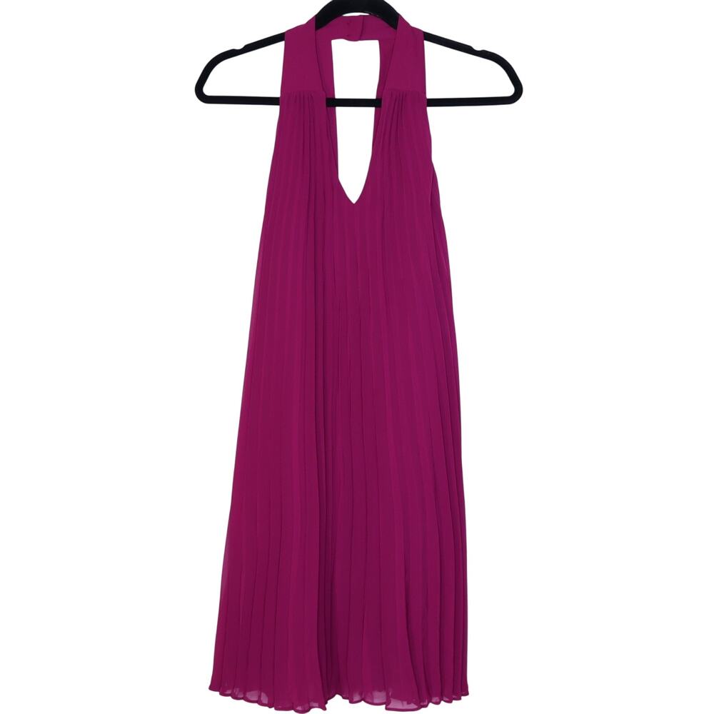 BANANA REPUBLIC NWT Pleated Accordian Mini Dress Tropical Berry Pink Women's XS